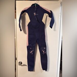 XUKER Full Wetsuit Size 12 Girls Neoprene Zipper Back Pink Blue White